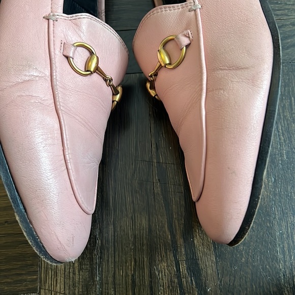 These are AUTHENTIC USED GUCCI Rose Pink Jordan leather loafers size 36.5 - Picture 10 of 16